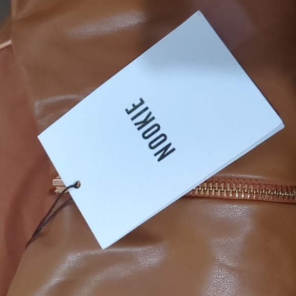 NWT Nookie x Posse Faux Leather Brown Midi Dress Size Small - Picture 11 of 12